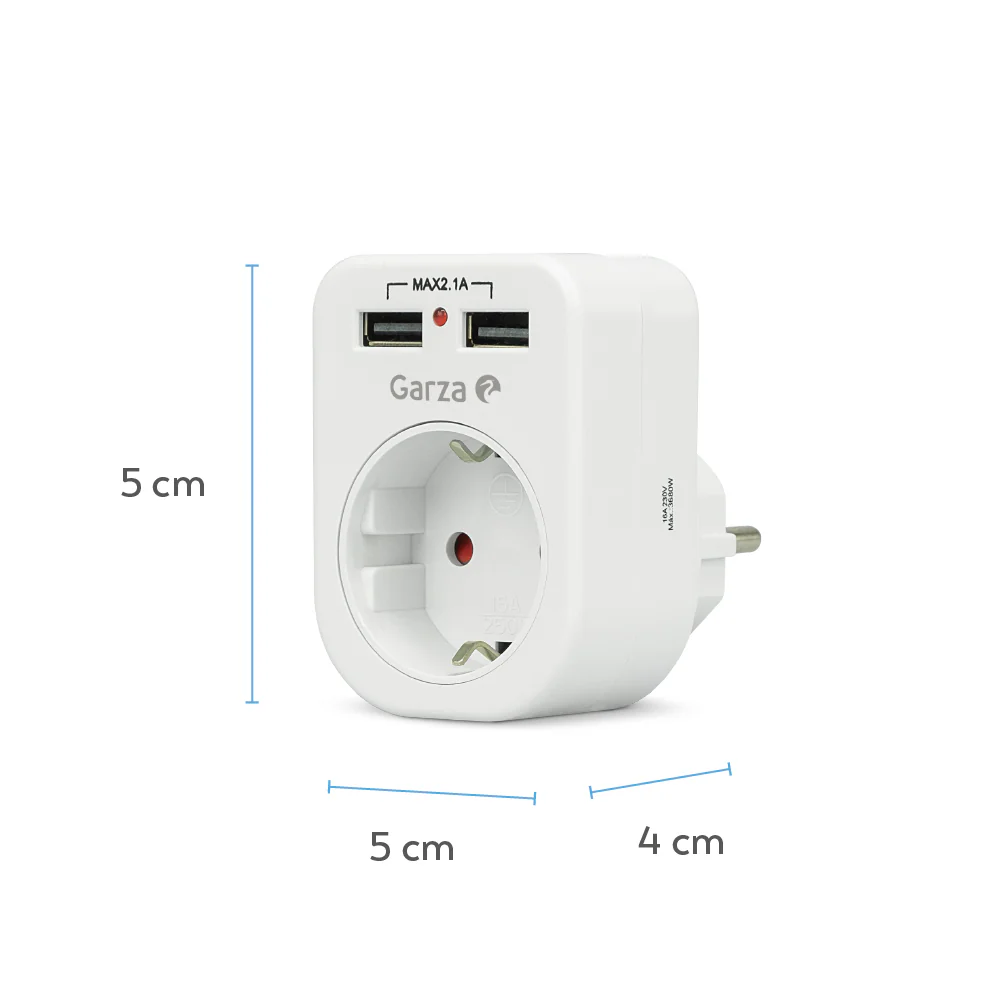 Adaptador Con 1 Toma Schuko + 2 Puertos Usb - Image 3